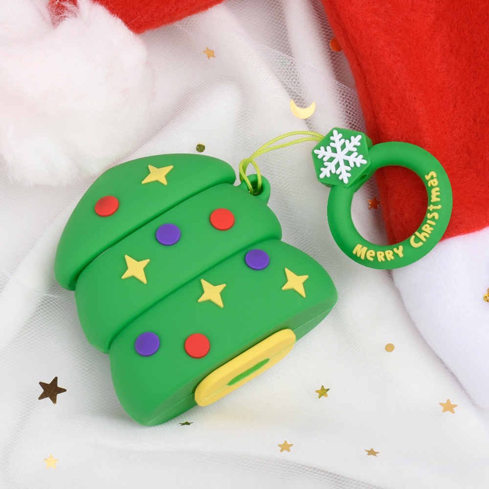 Cute Design Cartoon Silicone Cover Skin for Airpod (1 / 2) Charging Case (CHRISTMAS Tree)